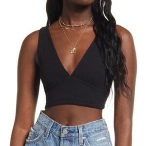 NWOT BP. V NECK Black Ribbed CROP TANK XL MSRP $25